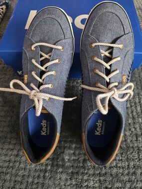 Keds Denim Casual Sneakers in Blue with Tan Accents